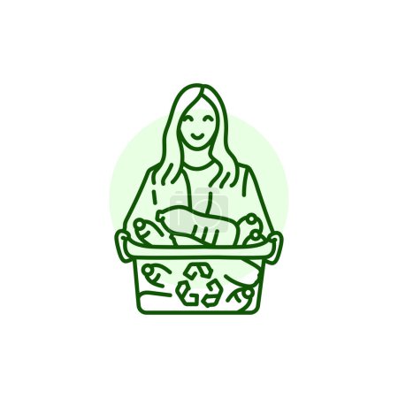 Illustration for Woman holding container with bottles for recycling - Royalty Free Image