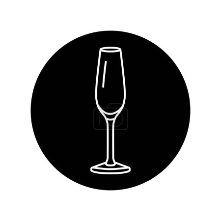 Téléchargez les illustrations : Icône Champagne ligne noire. Dishware - en licence libre de droit