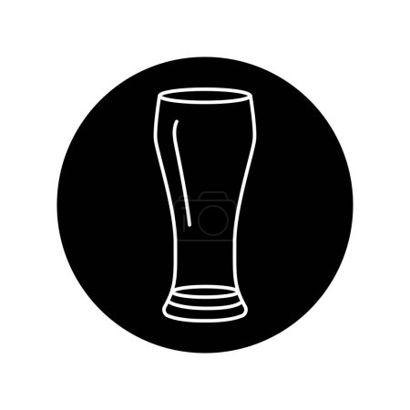 Illustration for Beer glass black line icon. Dishware - Royalty Free Image