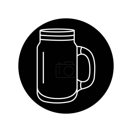 Illustration for Glass cups for smoothies black line icon. Dishware - Royalty Free Image