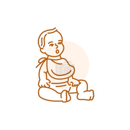 Ilustración de Alimentando el icono de la línea negra del bebé. Desarrollo de niños pequeños. - Imagen libre de derechos