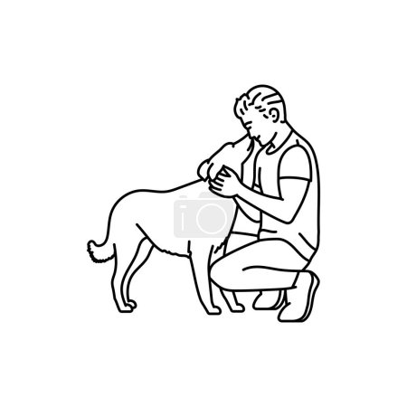 Illustration for Animal volunteer black line icon. Pictogram for web page - Royalty Free Image