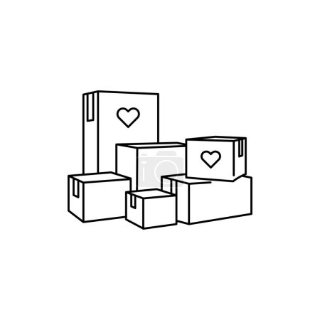 Illustration for Donation boxes black line icon. Pictogram for web page - Royalty Free Image