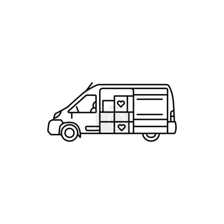 Illustration for Humanitarian aid black line icon. Pictogram for web page - Royalty Free Image