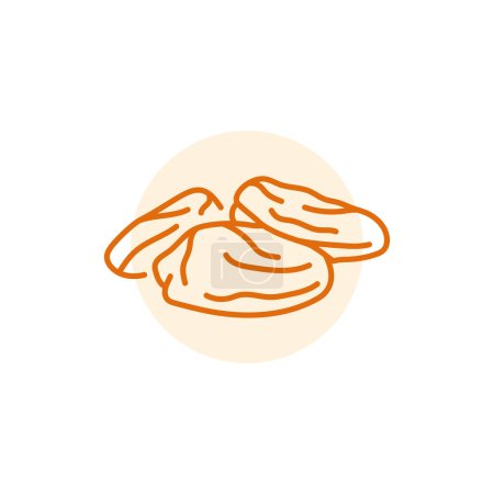 Illustration for Dried apricots black line icon. Natural organic super food - Royalty Free Image