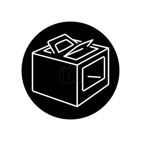 Ilustración de Embalaje de cartón para un icono de línea negra de pastel. - Imagen libre de derechos