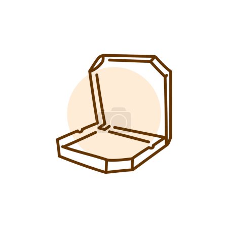 Téléchargez les illustrations : Boîte à pizza icône de ligne noire. Conteneur de restauration rapide à emporter. - en licence libre de droit