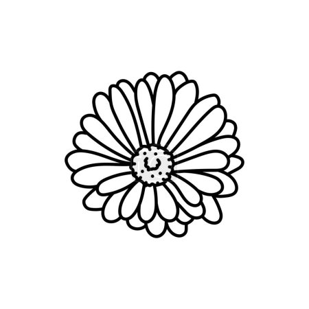 Illustration for Calendula flower black line - Royalty Free Image