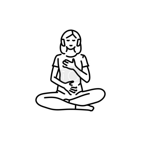 Téléchargez les illustrations : Méditation guidée icône ligne noire. - en licence libre de droit