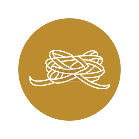 Téléchargez les illustrations : Fettuccine pâtes icône de ligne de couleur. Alimentation italienne. - en licence libre de droit