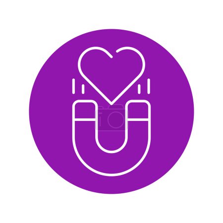 Illustration for Attracting love color line icon. Magnet and heart. - Royalty Free Image