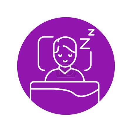 Téléchargez les illustrations : Sleeping person color line icon. Mental health. - en licence libre de droit