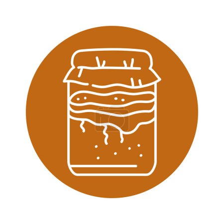 Illustration for Kombucha homemade tea in jar color line icon. - Royalty Free Image