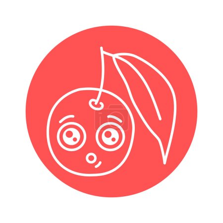 Ilustración de Cherry with the emotion of interest color line icon. Mascot of emotions - Imagen libre de derechos