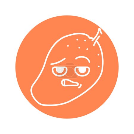 Illustration for Cool mango color line icon. Mascot of emotions - Royalty Free Image