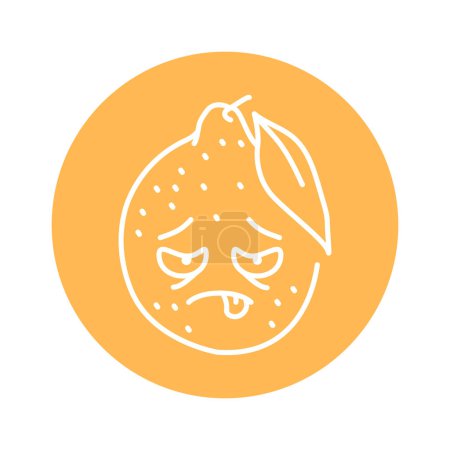 Illustration for Tired lemon color line icon. Mascot of emotions - Royalty Free Image