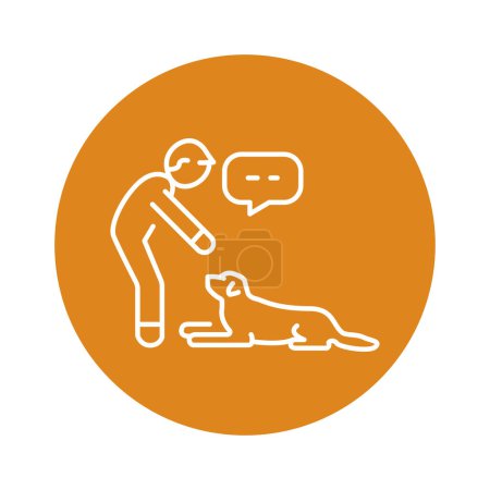 Ilustración de Command to lie down color line icon. Dog training. - Imagen libre de derechos