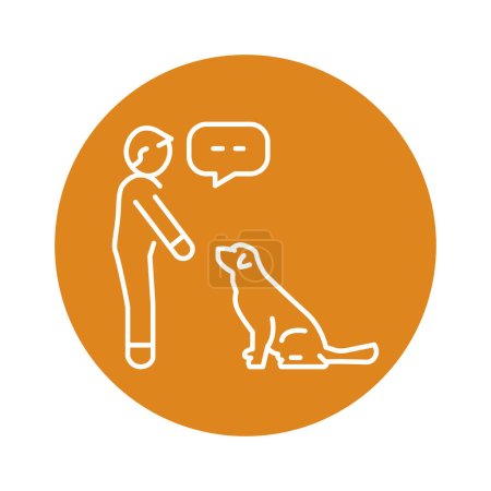Téléchargez les illustrations : Sit command color line icon. Dog training. - en licence libre de droit