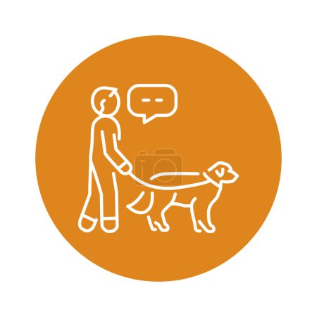 Ilustración de Camina con el icono de la línea de color mascota. Entrenamiento de perros. - Imagen libre de derechos