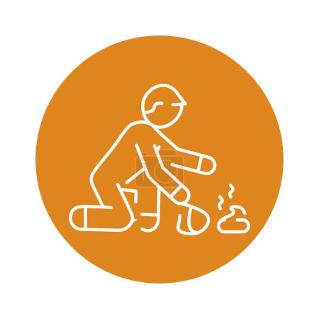 Ilustración de Picking up dog feces color line icon. Urban sign. - Imagen libre de derechos