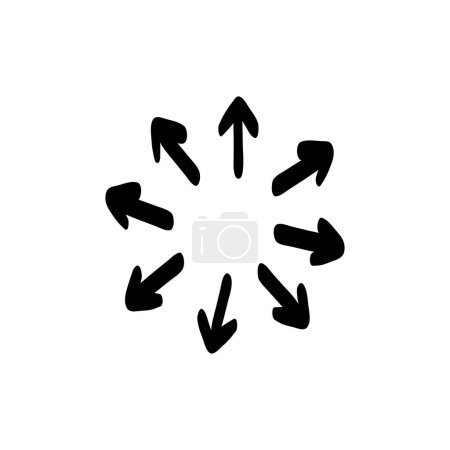 Ilustración de Bosquejo flecha elección negro línea icono. - Imagen libre de derechos