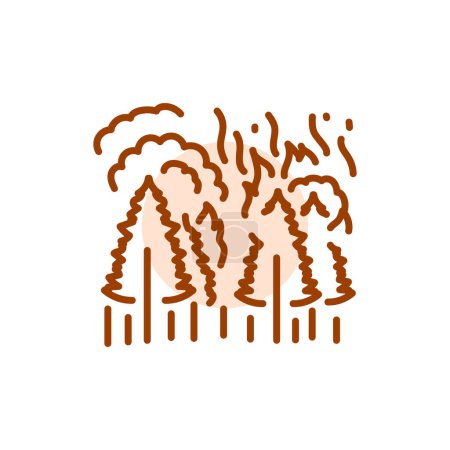 Ilustración de Forest fire black line icon. Natural element. - Imagen libre de derechos