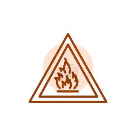 Illustration for Sign caution fire hazard black line icon. Pictogram for web page - Royalty Free Image