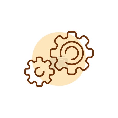 Illustration for Gears color line icon. Technical works. - Royalty Free Image