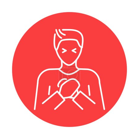 Illustration for Chest pain color line icon. Human diseases. - Royalty Free Image