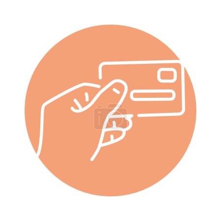 Illustration for Hand holding a bank card color line icon. Pictogram for web page - Royalty Free Image