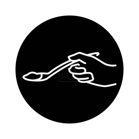 Ilustración de Mano sosteniendo la cuchara icono de línea de color. Pictograma para página web - Imagen libre de derechos