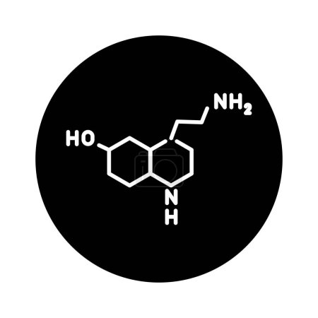 Illustration for Serotonin formule color line icon. Pictogram for web page - Royalty Free Image