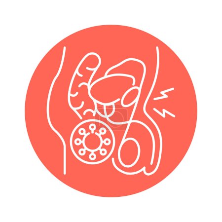 Ilustración de Enfermedades del sistema genitourinario masculino icono de la línea de color. Pictograma para página web - Imagen libre de derechos