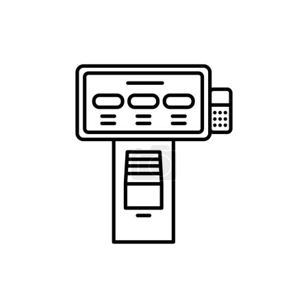 Illustration for Hotel check in black line icon. Self service machine. - Royalty Free Image