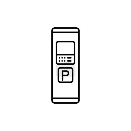 Téléchargez les illustrations : Parking libre-service payer icône de ligne noire. Pictogramme pour page web - en licence libre de droit