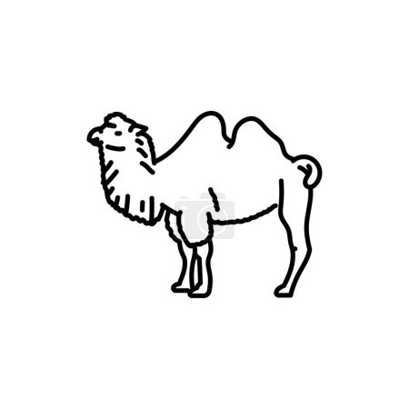Téléchargez les illustrations : Icône de ligne noire chameau. Animaux de ferme. - en licence libre de droit