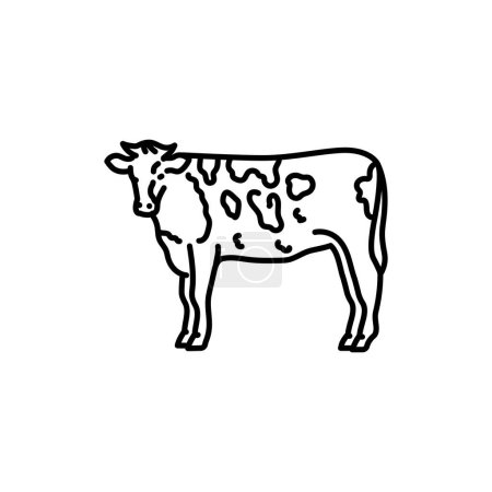 Ilustración de Icono de línea negra de vaca. Animales de granja. - Imagen libre de derechos
