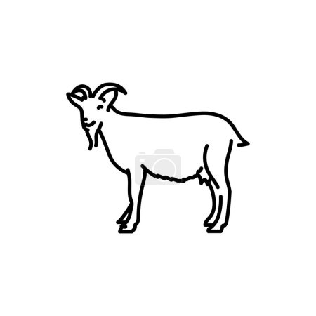 Ilustración de Icono de línea negra de cabra. Animales de granja. - Imagen libre de derechos