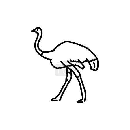 Illustration for Ostrich black line icon. Farm animals. - Royalty Free Image