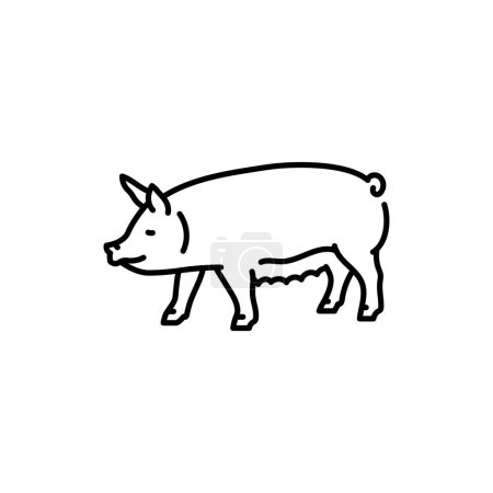 Ilustración de Icono de línea negra de cerdo. Animales de granja. - Imagen libre de derechos