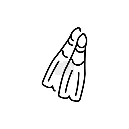 Illustration for Diving flippers black line icon. Pictogram for web page - Royalty Free Image