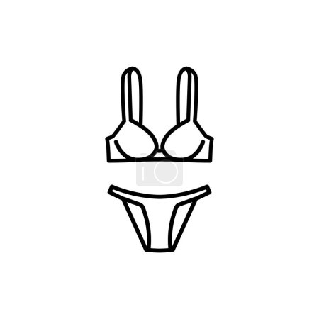 Illustration for Women's swimsuit black line icon. Pictogram for web page - Royalty Free Image