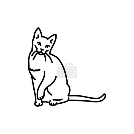 Téléchargez les illustrations : Brève icône de ligne noire chat. Animaux de ferme. - en licence libre de droit