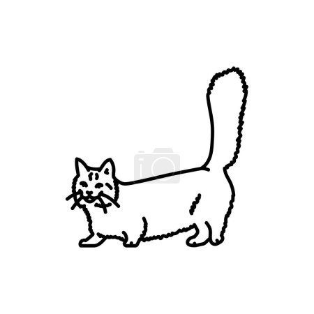 Illustration for Munchkin cat black line icon. Farm animals. - Royalty Free Image