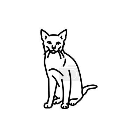 Illustration for Russian blue cat black line icon. Farm animals. - Royalty Free Image
