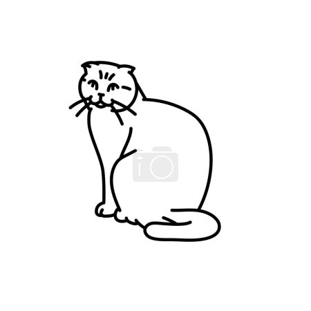 Illustration for Scottish fold cat black line icon. Farm animals. - Royalty Free Image