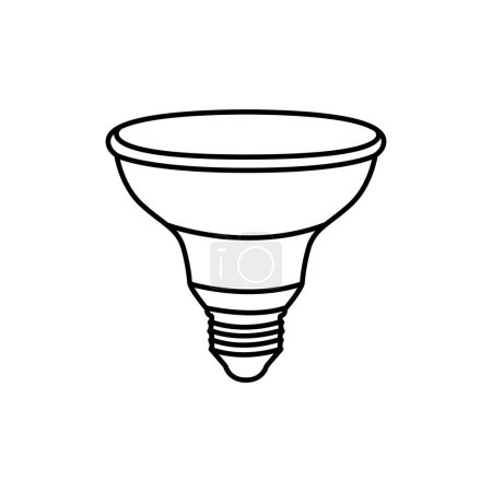Téléchargez les illustrations : Lampe à réflecteur LED icône ligne noire. - en licence libre de droit
