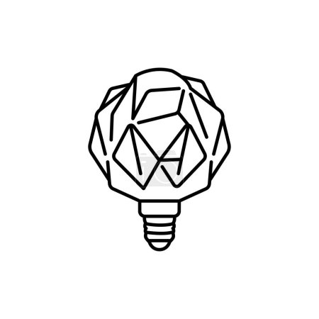 Téléchargez les illustrations : Ampoule cristal ligne noire icône. - en licence libre de droit
