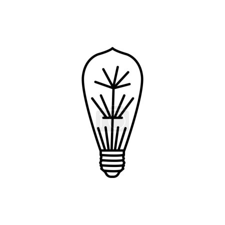 Téléchargez les illustrations : Loft LED lampe à incandescence ligne noire icône. - en licence libre de droit