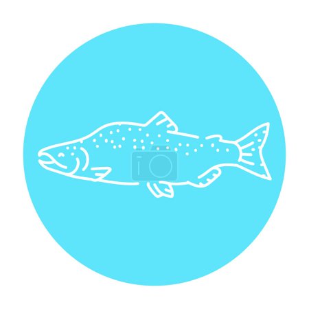 Illustration for Pink salmon color line illustration. Ocean fishes - Royalty Free Image
